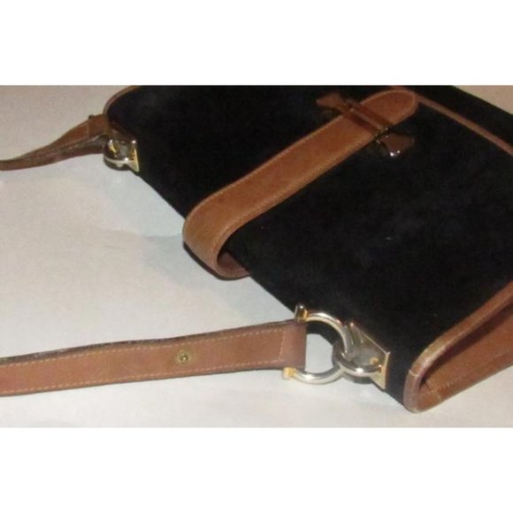 Mark Cross Vintage Black Suede Brown Leather Shoulder Bag - Picture 12 of 12